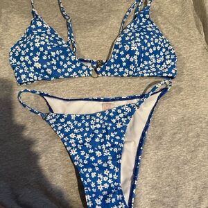 blue floral bikini